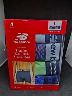Paquete de 4 calzoncillos boxer premium de rendimiento New Balance talla grande 36-38 para hombre Foto 1 de 4