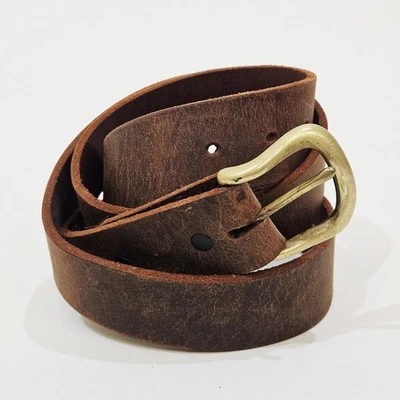 Cinturón de cuero 3D para hombre 40 marrón hebilla de latón occidental EE. UU. L162 Foto 1 de 4