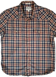 Camisa Lucky Brand L Calce Clásico Sábado Elastizada Perla A Presión S/S Beige/Azul/Rosa - Imagen 1 de 7