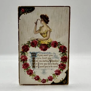 Antique Wessler Divided Embossed Postcard Valentine Poem - 1919 Seward IL - Picture 1 of 2