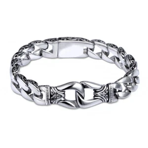 Brazalete de cadena de eslabones cubanos de 8 pulgadas para hombre motocicleta motociclista - Imagen 1 de 8