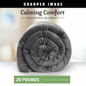 Sharper Image Calming Comfort 20 Lbs Weighted Blanket, Grey - Picture 1 of 4