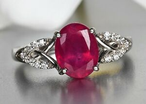 Natural Nissa African Genuine 9x7mm Ruby  Cocktail Diner Statement Ring S-7.