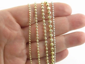 14k Gold Mooncut Ball Chain Necklace 16", 18", 20", 22", 24"- 2 To 4 MM - Picture 1 of 11