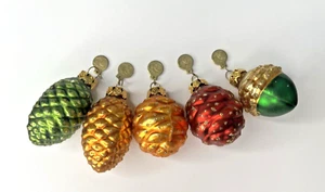 Department 56 Small Pinecone Acorn Glass Christmas Ornaments 5 count - Picture 1 of 19
