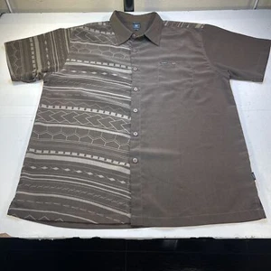 TANOA SAMOA HAWAII ALOHA TROPICAL HAWAIIAN BAHAMA SHIRT Mens 2XL XXL Brown - Picture 1 of 5