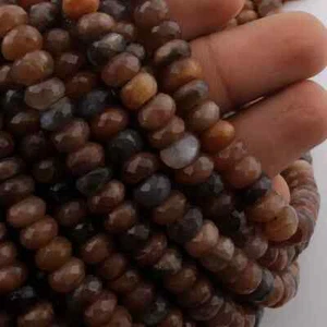 1 Strand Chocolate Moonstone Roundle Beads,Faceted Rondelles beads, Jewelry Supp - Picture 1 of 3