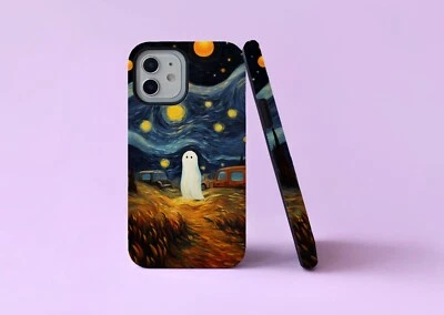 Ghost In Starry Night Van Gogh Hybrid Tough Phone Case/Cover For iPhone Samsung - Image 1 of 4