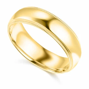 Genuine Solid 14k Yellow Gold 6mm Standard-fit Milgrain Wedding Band Size 5 - 12 - Picture 1 of 8