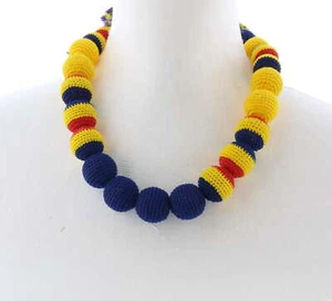 Prada Blue Yellow Bead Statement Necklace-one size - Picture 1 of 4