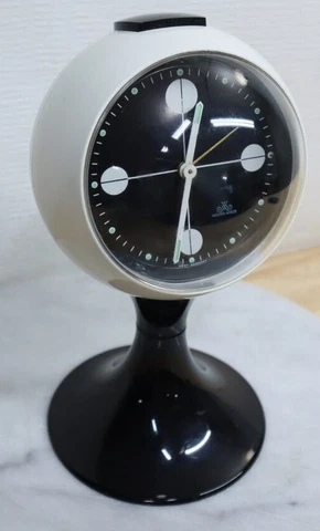 Rare Meister Anker Black White Mid-Century Modern Pop Art Pedestal Clock Germany Cover