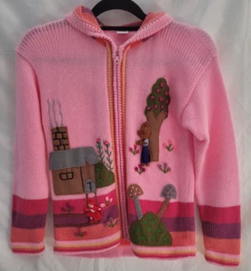 Peruvian Handmade Sweater Kids M/L Little Red Riding Hood Wool Embroidered - Picture 1 of 13