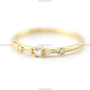 14k Yellow Gold Natural Diamond Wedding Band Engagement Ring For Women - Picture 1 of 6