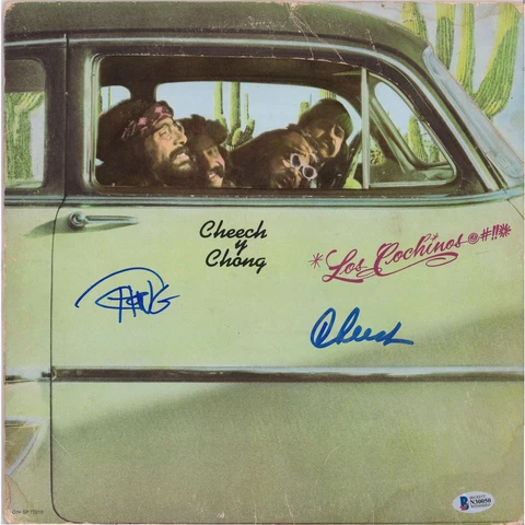 Cheech Marin and Tommy Chong Autographed Los Cochinos Album Cover BAS Cover