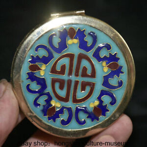 3 " Old China Cloisonne enamel Silver Dynasty Woman Jewelry Round Mirror Mirrors