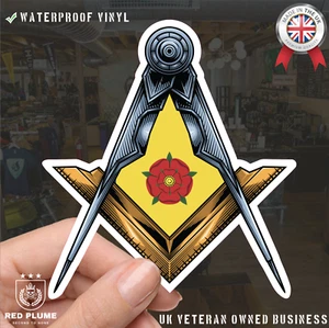 Lancashire Masonic Stickers Square & Compass Union Vinyl Decals - Picture 1 of 10