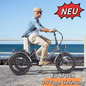 20'' Faltbar Elektro Dreirad e Bike 3 Räder Fahrrad 500W Cargo Trike Im Freien - Bild 1 von 17