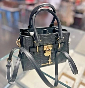 Michael Kors Women Hamilton XS MINI Satchel Handbag Crossbody Bag Purse Black MK - Picture 1 of 16
