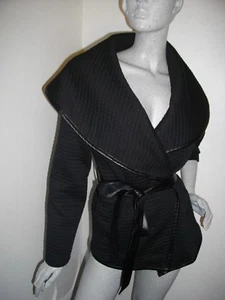 NEW * BRAVE SOUL * BLACK QUILTED LARGE COLLAR WRAP JACKET SIZ M 10 12 14 RRP £55 - Picture 1 of 5