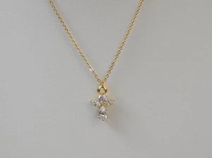 Collar Colgante Vintage Oro 14KGE Estrás Transparente Ángel Aproximadamente 9 3/4" Gota Y12 - Imagen 1 de 11