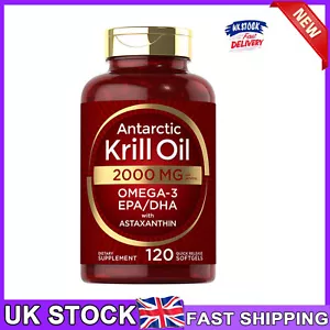 Antarctic Krill Oil 2000 mg 120 Softgels | Omega-3 EPA, DHA, with Astaxanthin UK - Picture 1 of 9