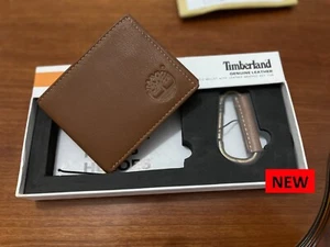 Portefeuille Timberland Marron Clair Pliante & Mousqueton Ensemble Cadeau NP0440 - Imagen 1 de 5