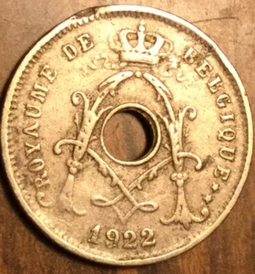 1922 BELGIUM 5 CENTIMES COIN - Picture 1 of 2