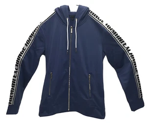 $110 Armani Exchange Hooded Zip-Up Sweater With Logo Tape, Purplish Blue, XS - Picture 1 of 2