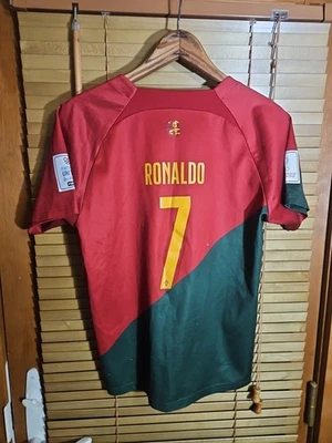 Distressed Nike Cristiano Ronaldo Portugal National Team Soccer Jersey Boys L - Image 1 of 4