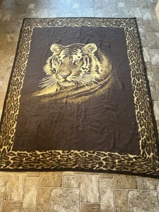 Orion Biederlack Fleece blanket reversible Tiger Profile & Print 58x73 - Picture 1 of 10