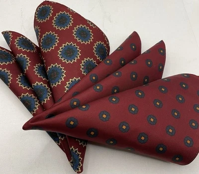 2 Burgundy Themed Patterned Pocket Squares, 12 Inch - Image 1 of 4