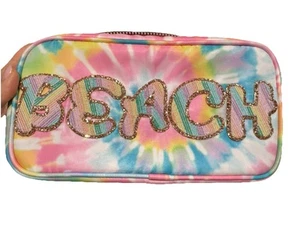 STONEY CLOVER LANE Tie Dye Nylon Bolsa Maquillaje Viaje Cremallera Dorada PLAYA Parches - Imagen 1 de 7