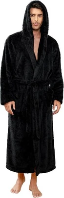 Bata de hombre grande y alta con capucha, bata de felpa de longitud completa para hombre larga polar... Foto 1 de 4