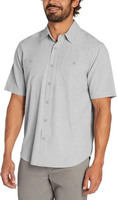 New Men's Orvis Gray Plaid Short Sleeve Button Up Tech Shirt, Size L - Image 1 of 4