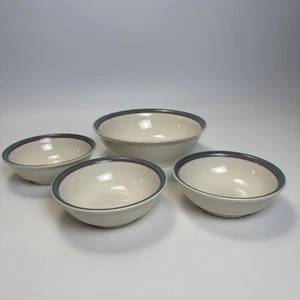 Pfaltzgraff Juniper Stoneware USA Bowls Three 6” Cereal - One 8.5” Vegetable - Picture 1 of 10