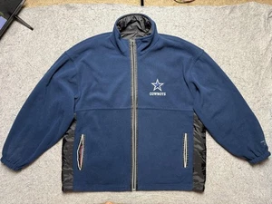 Dallas Cowboys Jacket Mens Large Reversible Fleece Black NFL Football Pro Player - Picture 1 of 20