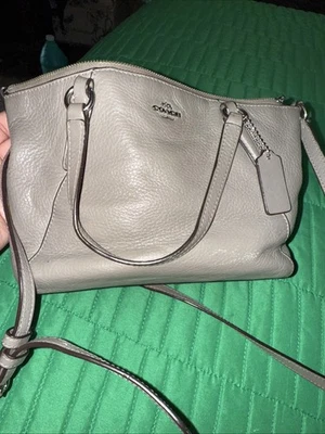 Coach Pebble Leather Gray Mini Kelsey Satchel Bag - Image 1 of 4