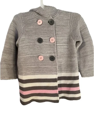 PRIMERAS IMPRESIONES Play Girls “Suéter de Algodón con Capucha” Talla 24 meses Rosa/Gris Foto 1 de 4