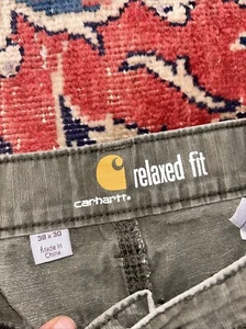 Carhartt Relaxed Fit Ripstop Green Pants 38x30  - Picture 1 of 6