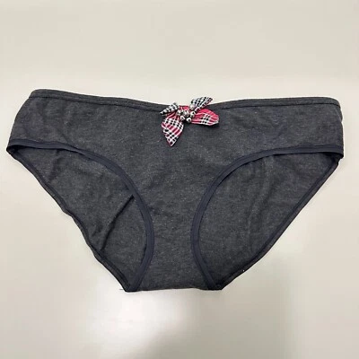 Victoria's Secret Hiphugger Bikini Panty XL Gray Knit Ruffle Tartan Plaid Bells - Image 1 of 4