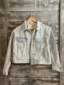Topshop Moto Denim Jacket Blue Button Up Jean Jacket Women’s SZ 6 Good Condition - Picture 1 of 14