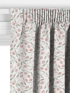 John Lewis Pencil Pleat Curtains Scallop Floral Plaster W 332 L 138cm RRP £414 - Picture 1 of 3