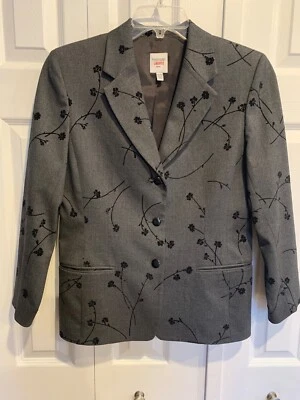 Emanuel Ungaro Liberté 灰色西装外套内衬花卉尺寸 10P 职业商务办公室 — 第 1/4 张图片