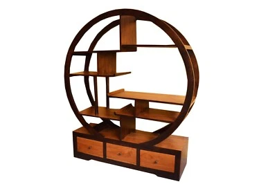 Libreria in  teak con 3 cassetti bicolor a cerchio cm 150x40x170 h - Immagine 1 di 3