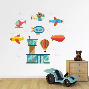 Fly High: Plane-Themed Fabric Wall Decal Collection - Imagen 1 de 3
