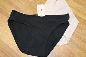 NEW KAYSER SOFT COTTON LADIES MIDI BIKINI  BRIEFS BLACK NUDE SIZE 12 - SET OF 2 - Picture 1 of 1