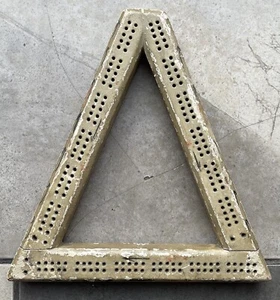 Antique Wooden Cribbage Board Triangle 19th C. Victorian Game Primitive - Picture 1 of 12