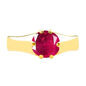 1.20Ct Round Shape 100% Natural Burmese Red Ruby Ring In Solid 14KT Yellow Gold - Picture 1 of 1