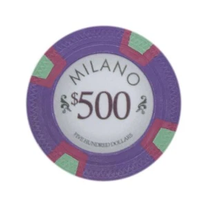 Milano Casino Grade Clay Poker Chip 10-Gram – Pack of 50 $500 Purple - Picture 1 of 4
