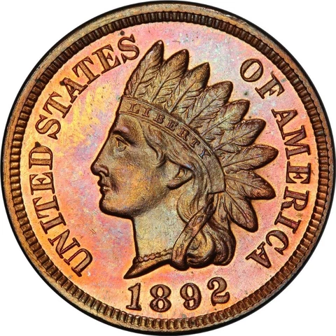 1892 1C Indian Cent PCGS PR64RB (PHOTO SEAL) Cover